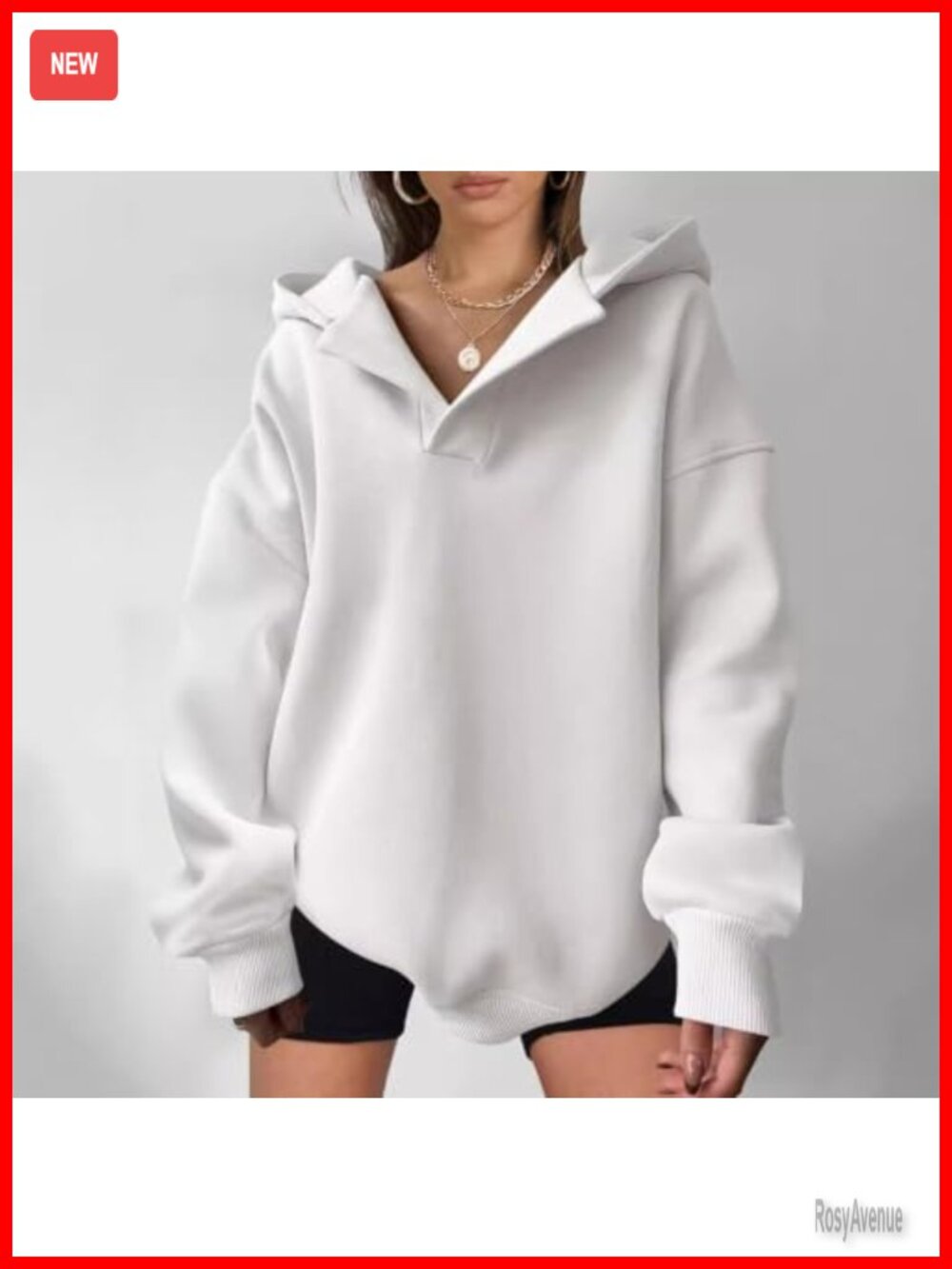 Women's Oversized Hoodie Polo V Neck Sweatshirt Pullover